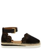 Matchesfashion.com See By Chlo - Flower Laser Cut Suede Espadrilles - Womens - Black