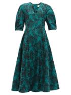 Matchesfashion.com Erdem - Cressida Rose Jacquard Cotton Dress - Womens - Green Multi