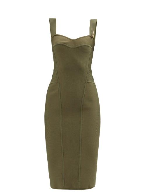 Versace - Sweetheart-neckline Jersey Dress - Womens - Khaki