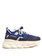 Matchesfashion.com Versace - Chain Reaction Mesh And Suede Trainers - Mens - Blue