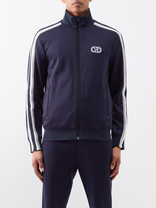 Valentino - V-logo Knitted Track Top - Mens - Blue