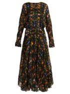 Matchesfashion.com Preen By Thornton Bregazzi - Bergamot Floral Print Silk Blend Devor Dress - Womens - Black Multi