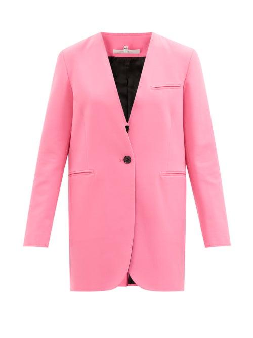 Ladies Rtw Mm6 Maison Margiela - Single-breasted Raw-edged Suit Jacket - Womens - Pink