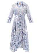 Matchesfashion.com Le Sirenuse, Positano - Lucy Wind-print Cotton Midi Shirt Dress - Womens - Blue Print