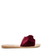 Matchesfashion.com Ancient Greek Sandals - Taygete Bow Embellished Velvet And Leather Slides - Womens - Fuchsia