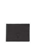 Matchesfashion.com Ami - Logo Bi Fold Grained Leather Wallet - Mens - Black