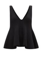 Matchesfashion.com Alexandre Vauthier - V-neck Knitted Peplum Top - Womens - Black