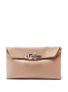 Matchesfashion.com Alexander Mcqueen - Knuckle Crystal-embellished Leather Clutch Bag - Womens - Light Pink