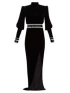Matchesfashion.com Balmain - Crystal Embellished Velvet Gown - Womens - Black