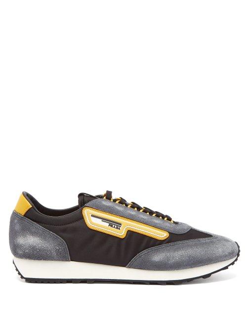 Matchesfashion.com Prada - Milano Low Top Nylon And Suede Trainers - Mens - Black