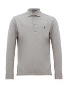 Matchesfashion.com Polo Ralph Lauren - Long Sleeve Slim Fit Cotton Piqu Polo Shirt - Mens - Grey