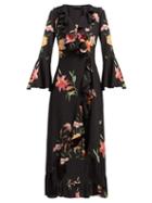 Matchesfashion.com Etro - Magnetic Fields Floral Print Silk Crepe Wrap Dress - Womens - Black Multi