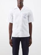 Alexander Mcqueen - Skull-print Cotton-poplin Short-sleeved Shirt - Mens - Blue White