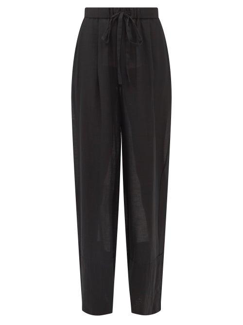 Loup Charmant - Olympia Organic-cotton Wide-leg Trousers - Womens - Black
