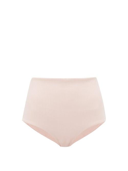 Matchesfashion.com Mara Hoffman - Lydia High Rise Ribbed Bikini Briefs - Womens - Pink