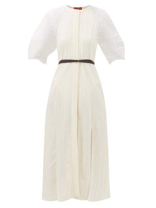Altuzarra - Karli Chiffon-sleeve Belted Dress - Womens - Ivory