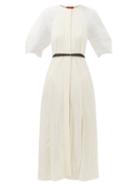 Altuzarra - Karli Chiffon-sleeve Belted Dress - Womens - Ivory