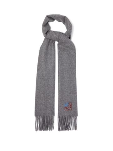 Mens Accessories Loewe - Anagram-embroidered Cashmere Scarf - Mens - Grey