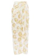 Matchesfashion.com Halpern - Metallic Floral-print Cotton-voile Skirt - Womens - White Gold