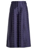 Matchesfashion.com Issey Miyake - Checked Jacquard Cropped Trousers - Womens - Navy