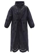 Matchesfashion.com Redvalentino - Sangallo Scalloped Broderie-anglaise Raincoat - Womens - Navy