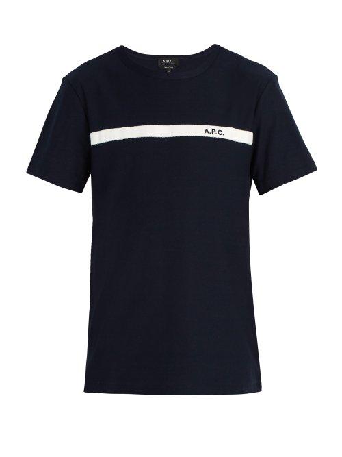 Matchesfashion.com A.p.c. - Logo Detail Cotton Jersey T Shirt - Mens - Navy