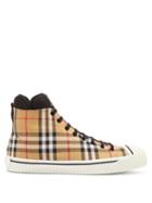 Matchesfashion.com Burberry - Kilbourne Vintage Check High Top Canvas Trainers - Mens - Tan Multi