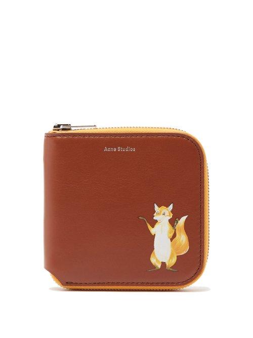 Matchesfashion.com Acne Studios - Fox Leather Zip Around Wallet - Womens - Tan Multi