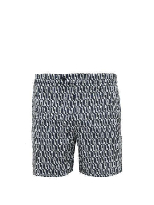Matchesfashion.com Odyssee - Eluard Geometric Print Swim Shorts - Mens - Navy Multi