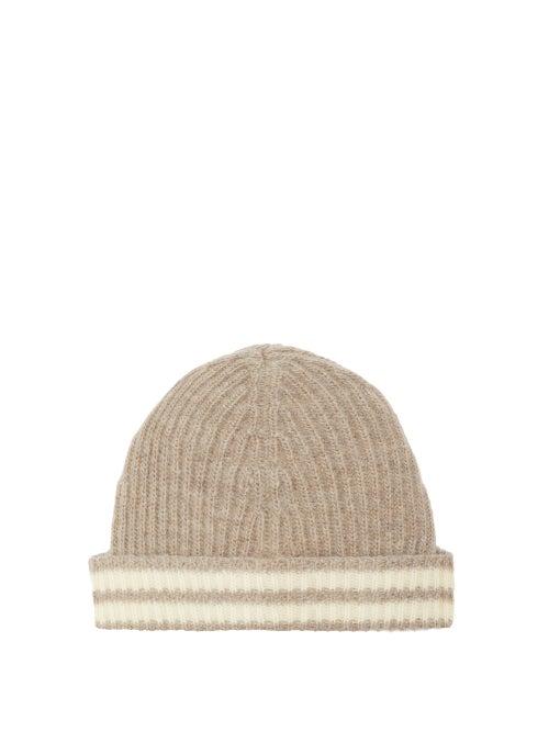 Our Legacy - Striped Wool Beanie Hat - Mens - Beige Multi