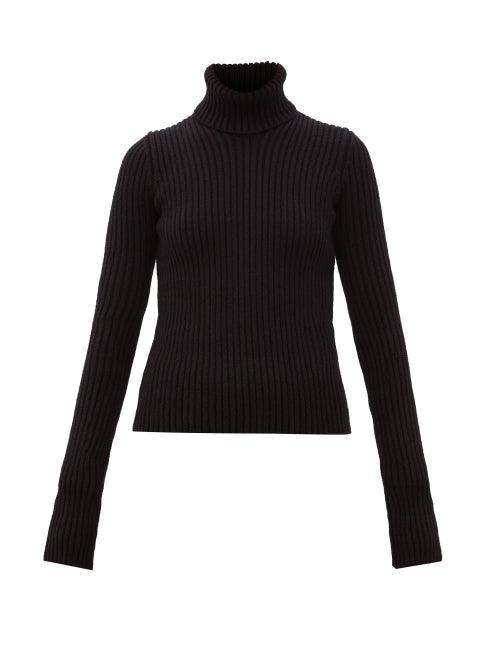 Matchesfashion.com Bottega Veneta - Roll-neck Rib-knitted Wool-blend Sweater - Womens - Black