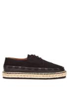 Matchesfashion.com Bottega Veneta - Leather Trimmed Lace Up Canvas Espadrilles - Mens - Black