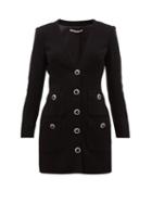 Matchesfashion.com Alessandra Rich - Boucl Wool Blend Cardigan Mini Dress - Womens - Black