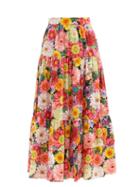 Borgo De Nor - Didi Banded Floral-print Cotton-poplin Midi Skirt - Womens - Pink Multi
