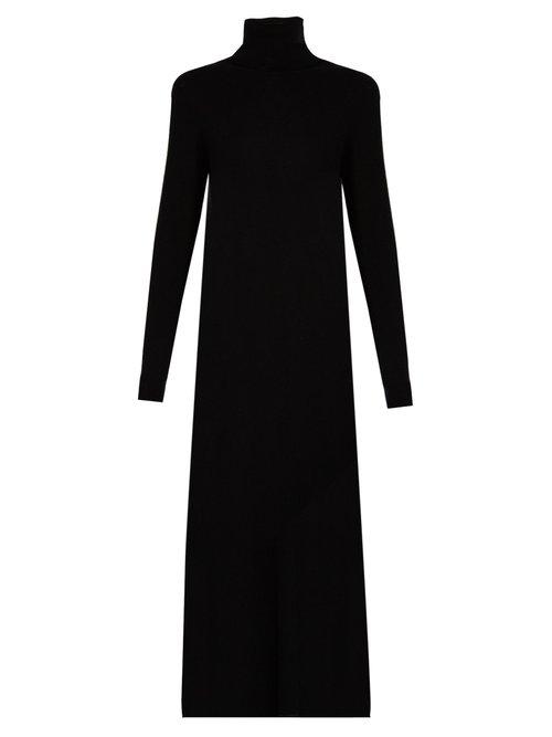 Matchesfashion.com Raey - Roll Neck Cashmere Dress - Womens - Black