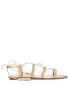 Matchesfashion.com Aquazzura - Stromboli Wrap Around Plaited Leather Sandals - Womens - Gold