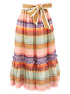 Matchesfashion.com Zimmermann - Tiered-hem Striped Crepe Midi Skirt - Womens - Multi