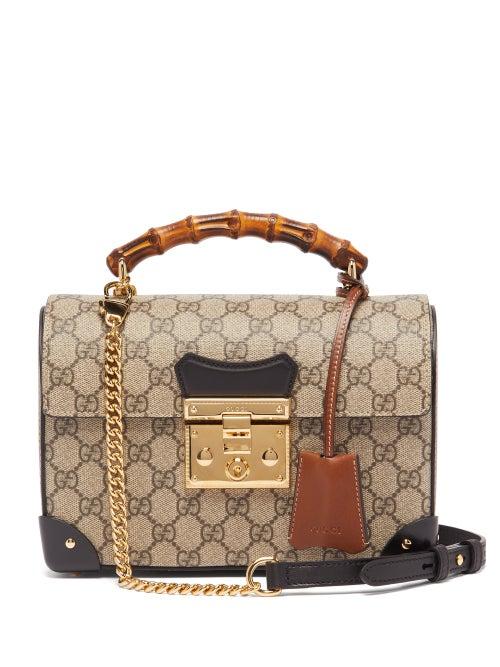 Matchesfashion.com Gucci - Padlock Gg Supreme Bamboo Handbag - Womens - Grey Multi