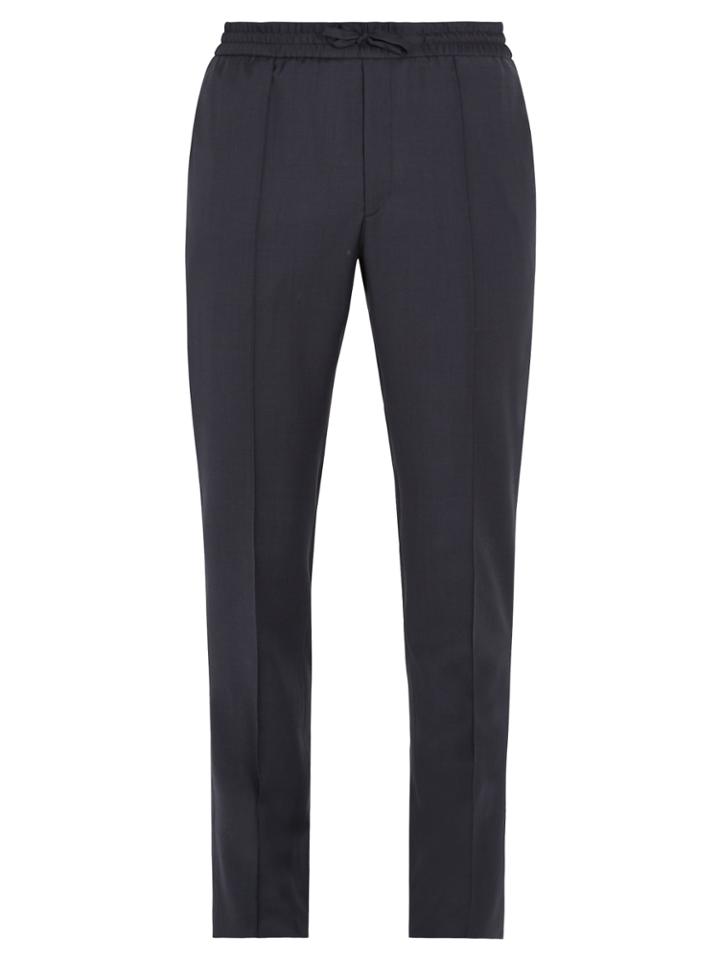 Brioni Drawstring-waist Slim-leg Wool Tailored Trousers