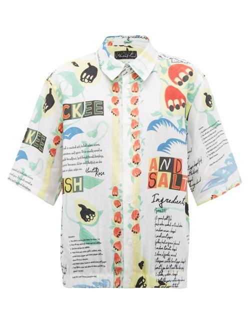 Matchesfashion.com Martine Rose - Ackee And Saltfish Print Linen Shirt - Womens - White Multi