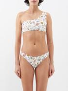 Marysia - Santa Barbara One-shoulder Shell-print Bikini Top - Womens - Ivory Multi