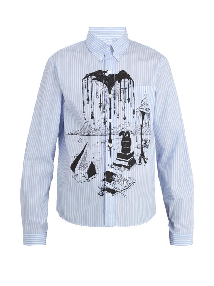 Prada Graphic-print Striped Cotton Shirt
