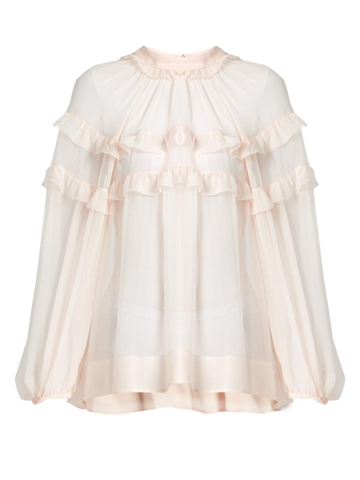 No. 21 Ruffled Sheer Silk Blouse