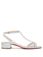 Matchesfashion.com Christian Louboutin - Faridaravie Bead Embellished Sandals - Womens - White Silver