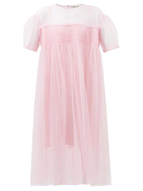 Molly Goddard - Perran Smocked-tulle Dress - Womens - Light Pink