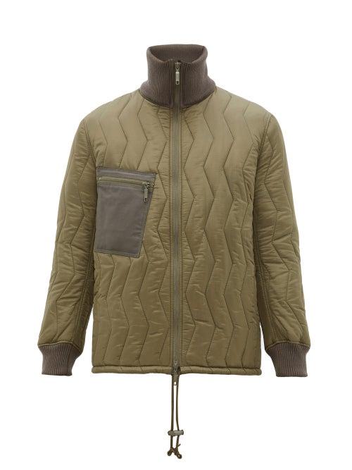 Matchesfashion.com Junya Watanabe - Zigzag Quilted Shell Coat - Mens - Khaki
