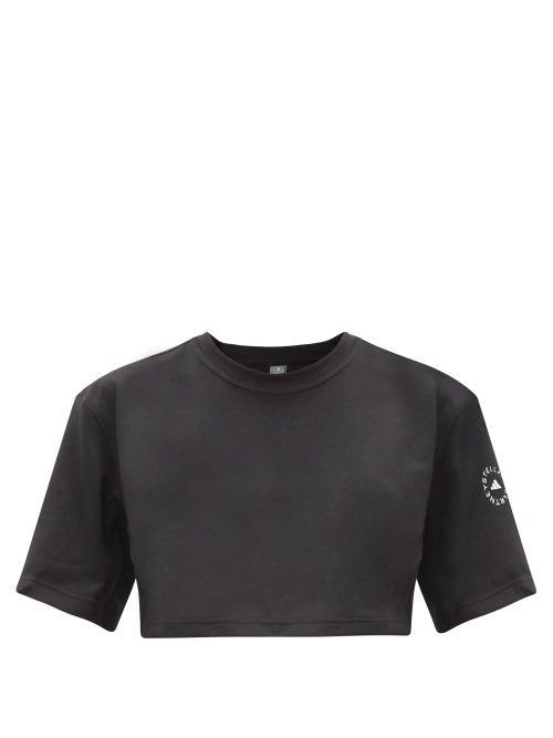 Matchesfashion.com Adidas By Stella Mccartney - Future Playground Cropped Technical T-shirt - Womens - Black