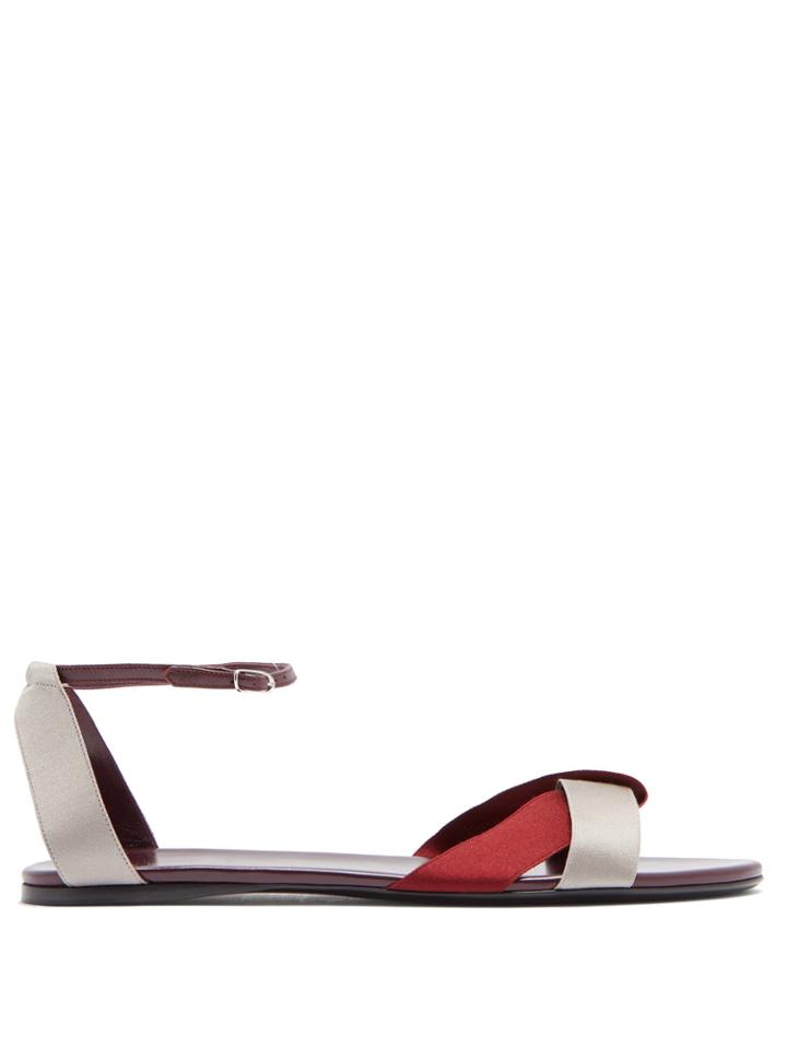 The Row Leather Ribbon Crossover Sandals