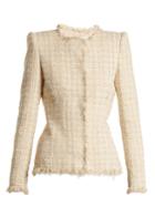Alexander Mcqueen Frayed-edge Collarless Tweed Jacket