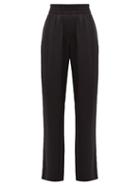 Matchesfashion.com Burberry - Seighford High Rise Silk Satin Trousers - Womens - Black